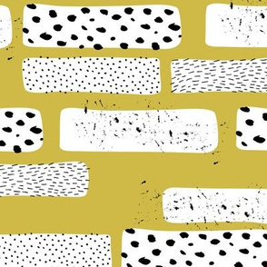 Strips and spots abstract dots Scandinavian art texture gender neutral mustard