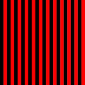 Quarter Inch Red and Black Vertical Stripes (Four to an Inch)