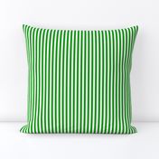 Quarter Inch Christmas Green and White Vertical Stripes (Four to an Inch)