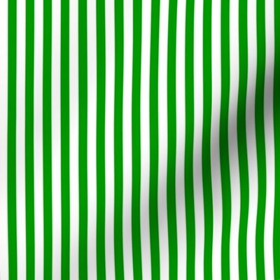 Quarter Inch Christmas Green and White Vertical Stripes (Four to an Inch)