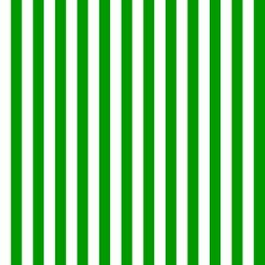 Quarter Inch Christmas Green and White Vertical Stripes (Four to an Inch)