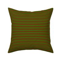 Quarter Inch Christmas Green and Dark Red Horizontal Stripes (Four to an Inch)