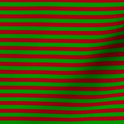 Quarter Inch Christmas Green and Dark Red Horizontal Stripes (Four to an Inch)