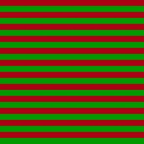 Quarter Inch Christmas Green and Dark Red Horizontal Stripes (Four to an Inch)