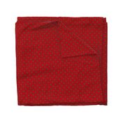 Christmas Green Square Polka Dots on Dark Red