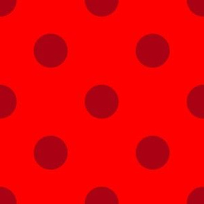 One Inch Dark Red Polka Dots on Red
