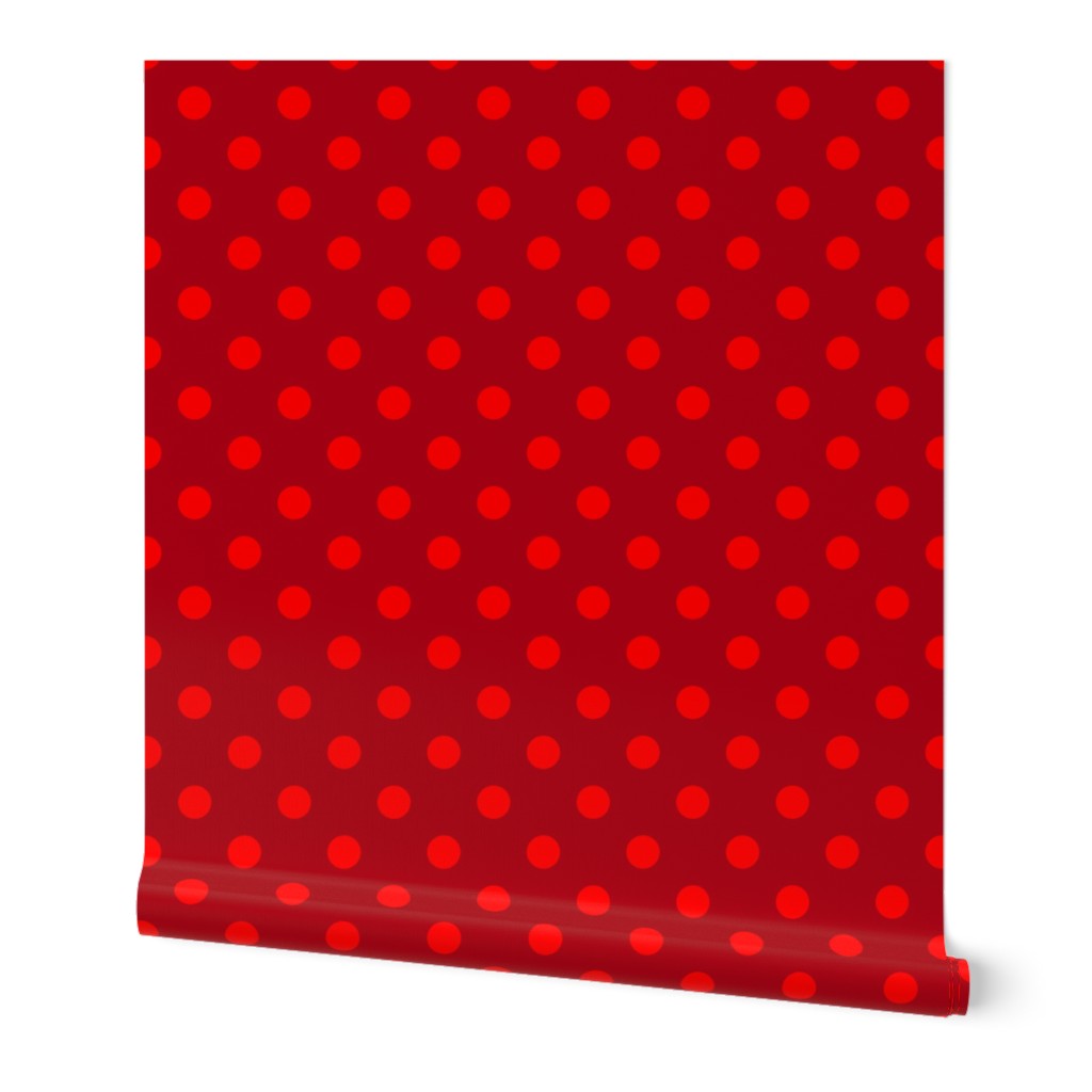 One Inch Red Polka Dots on Dark Red