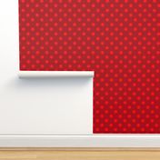 One Inch Red Polka Dots on Dark Red