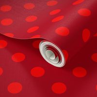 One Inch Red Polka Dots on Dark Red