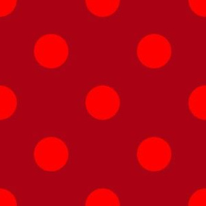 One Inch Red Polka Dots on Dark Red