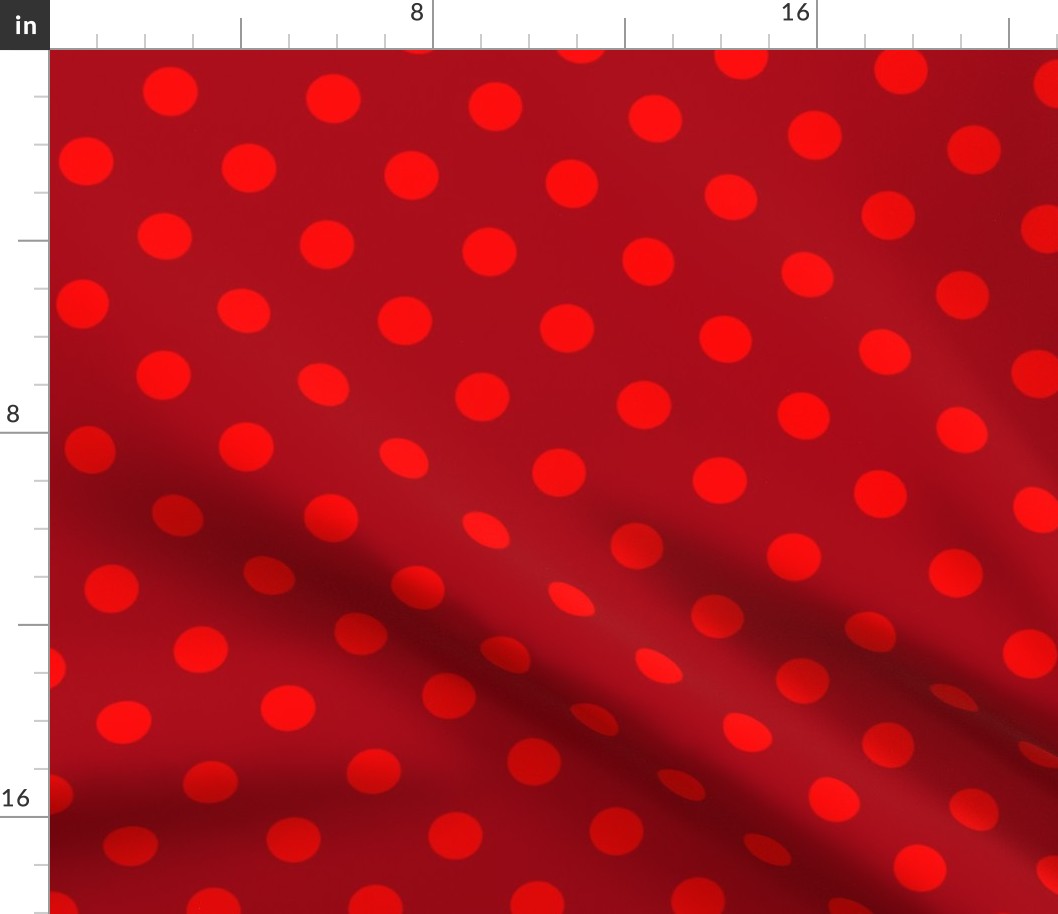 One Inch Red Polka Dots on Dark Red