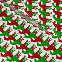 Two Inch Dark Red and Christmas Green Overlapping Horses on White