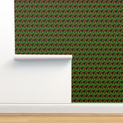 Two Inch Black and Dark Red Overlapping Horses on Christmas Green