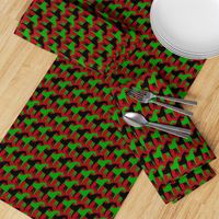 Two Inch Black and Christmas Green Overlapping Horses on Dark Red