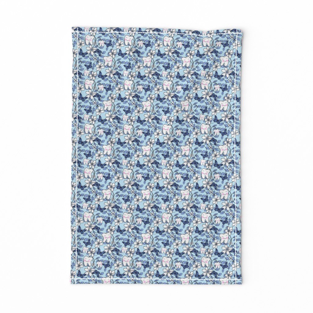 Tooth Toile Flutter / Dental Floral - Blue  small 