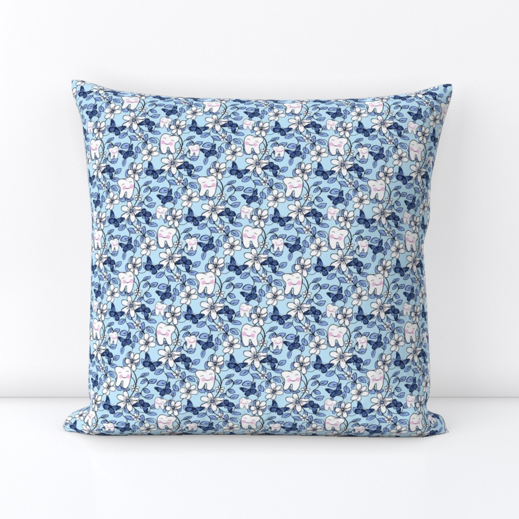 Tooth Toile Flutter / Dental Floral - Blue  small 