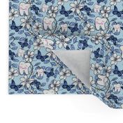 Tooth Toile Flutter / Dental Floral - Blue  small 