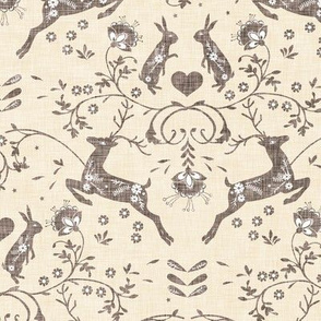 Romantik Damask (cream linen)