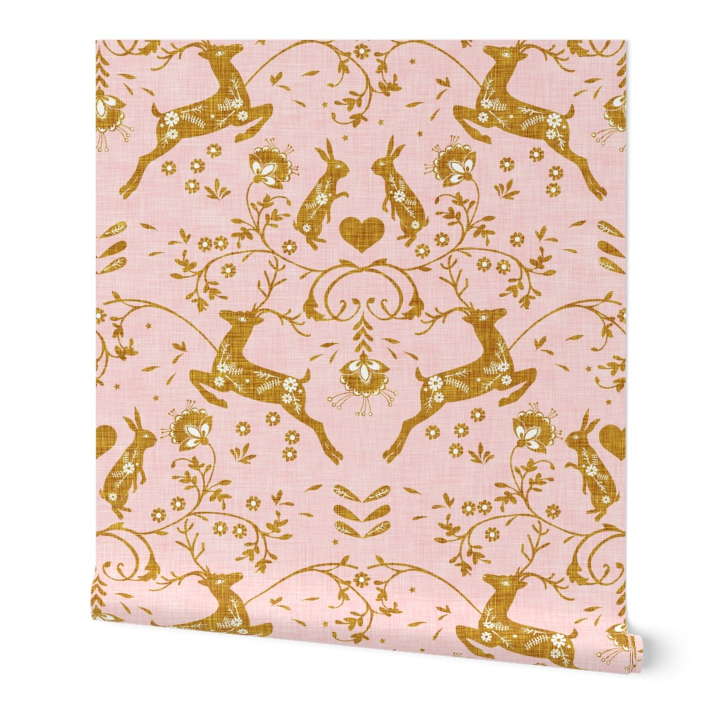 Romantik Damask (blush/gold linen)