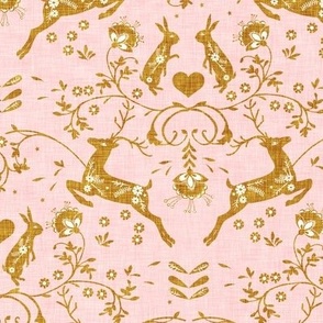 Romantik Damask (blush/gold linen)