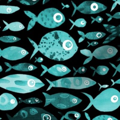 Aqua Fish - black background