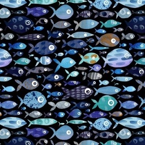 Blue fish - black background