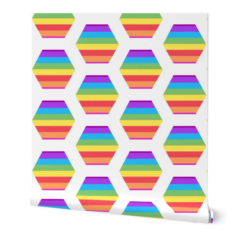 rainbow hexagon cheater quilt