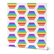 rainbow hexagon cheater quilt