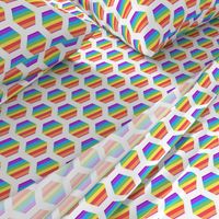 rainbow hexagon cheater quilt