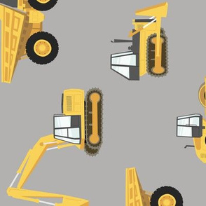 (large) construction trucks - yellow on grey