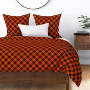 deep orange and black diagonal tartan