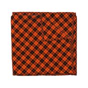 deep orange and black diagonal tartan