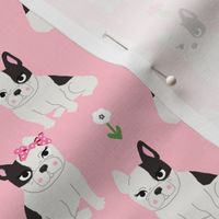 frenchie florals french bulldog cute pet dog fabric light pink 