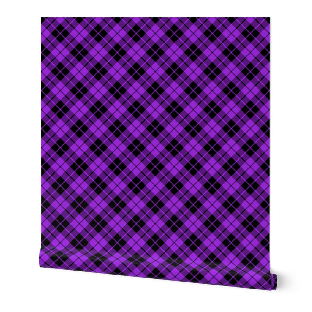 purple and black diagonal tartan