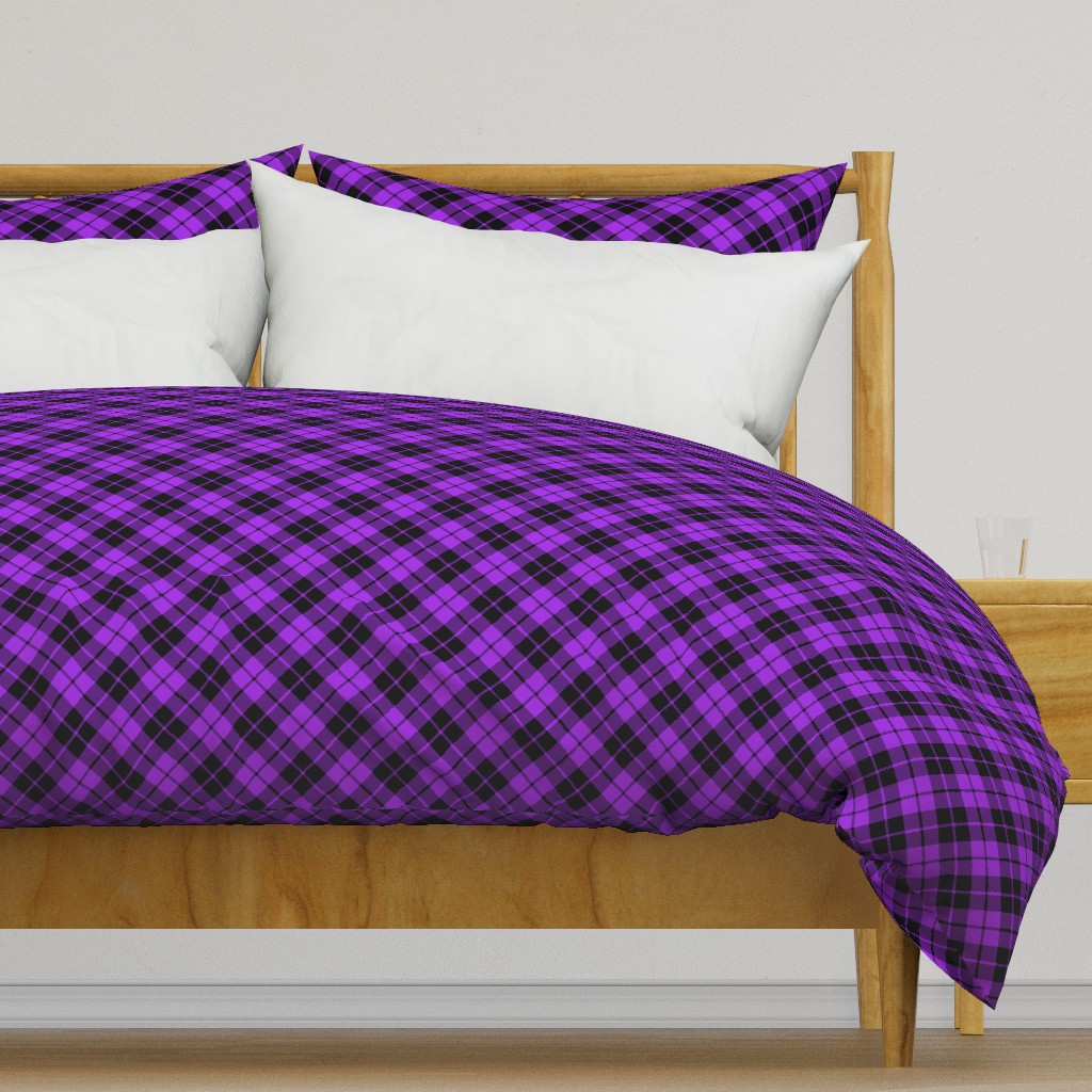 purple and black diagonal tartan