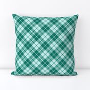 spruce green and pale aqua diagonal tartan