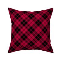 dark crimson red and black diagonal tartan