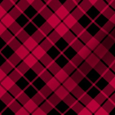 dark crimson red and black diagonal tartan