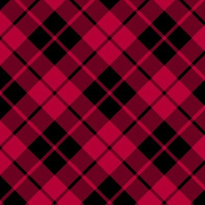 crimson red and black diagonal tartan