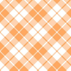 faded orange and white diagonal tartan