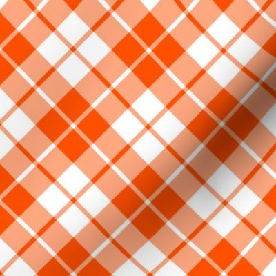 orange and white diagonal tartan