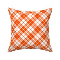 orange and white diagonal tartan