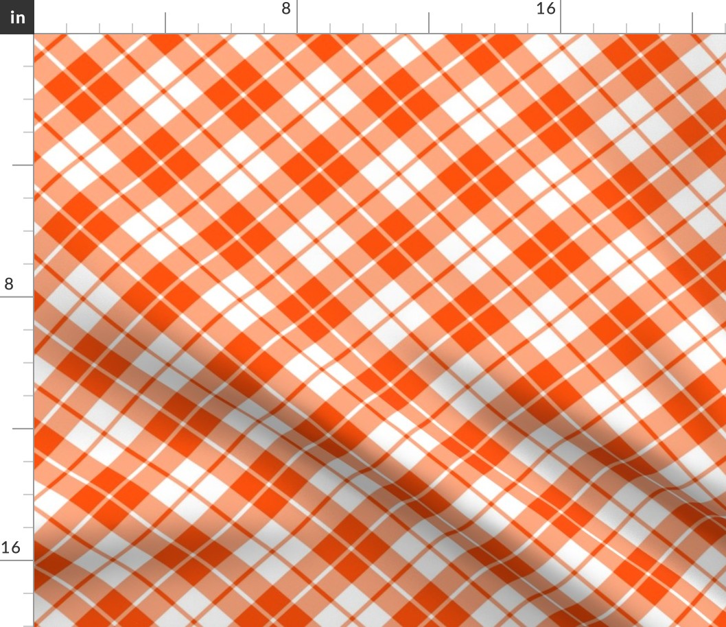 orange and white diagonal tartan