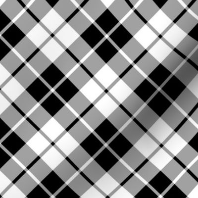 black and white diagonal tartan