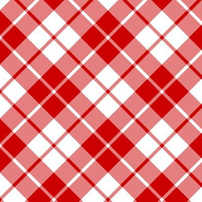 Imperial red and white diagonal tartan