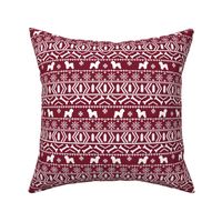 Bichon Frise fair isle christmas silhouette fabric maroon