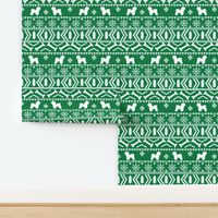 Bichon Frise fair isle christmas silhouette fabric bright green