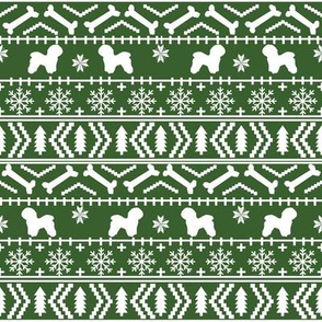 Bichon Frise fair isle christmas silhouette fabric green