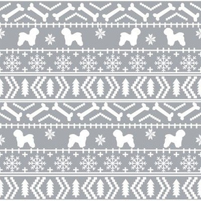 Bichon Frise fair isle christmas silhouette fabric grey 