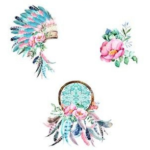 6" Aqua & Pink Boho Aztec MIX & MATCH